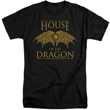 Black men's tall fit t-shirt with House of the Dragon Dragon Wings graphic