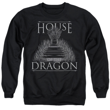 Black men's crewneck sweatshirt with House of the Dragon Sword Throne graphic