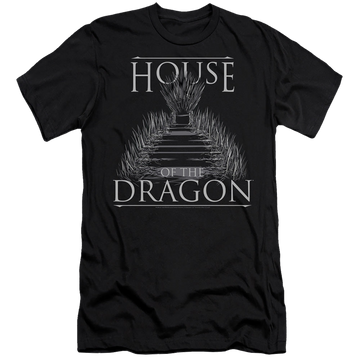 Black men's premium slim fit t-shirt with House of the Dragon Sword Throne graphic