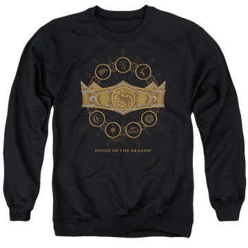 Black men's crewneck sweatshirt with House of the Dragon Crown graphic