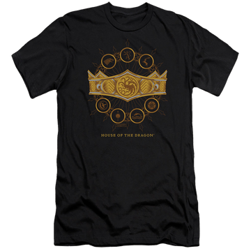 Black men's premium slim fit t-shirt with House of the Dragon Crown graphic