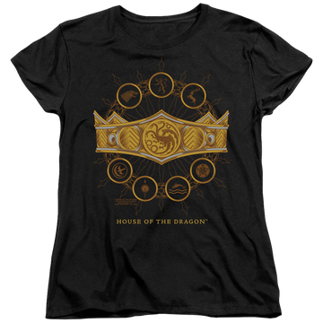 Black women's t-shirt with House of the Dragon Crown graphic