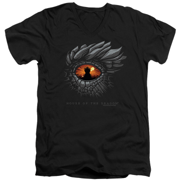 Black men's v-neck t-shirt with House of the Dragon Eye Of The Dragon graphic