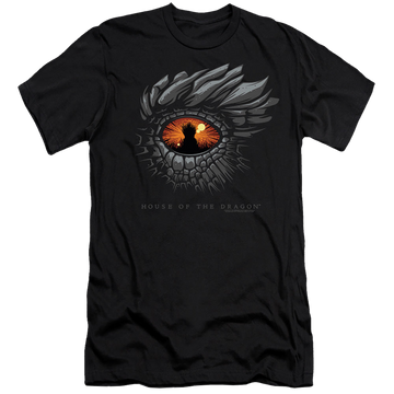 Black men's premium slim fit t-shirt with House of the Dragon Eye Of The Dragon graphic