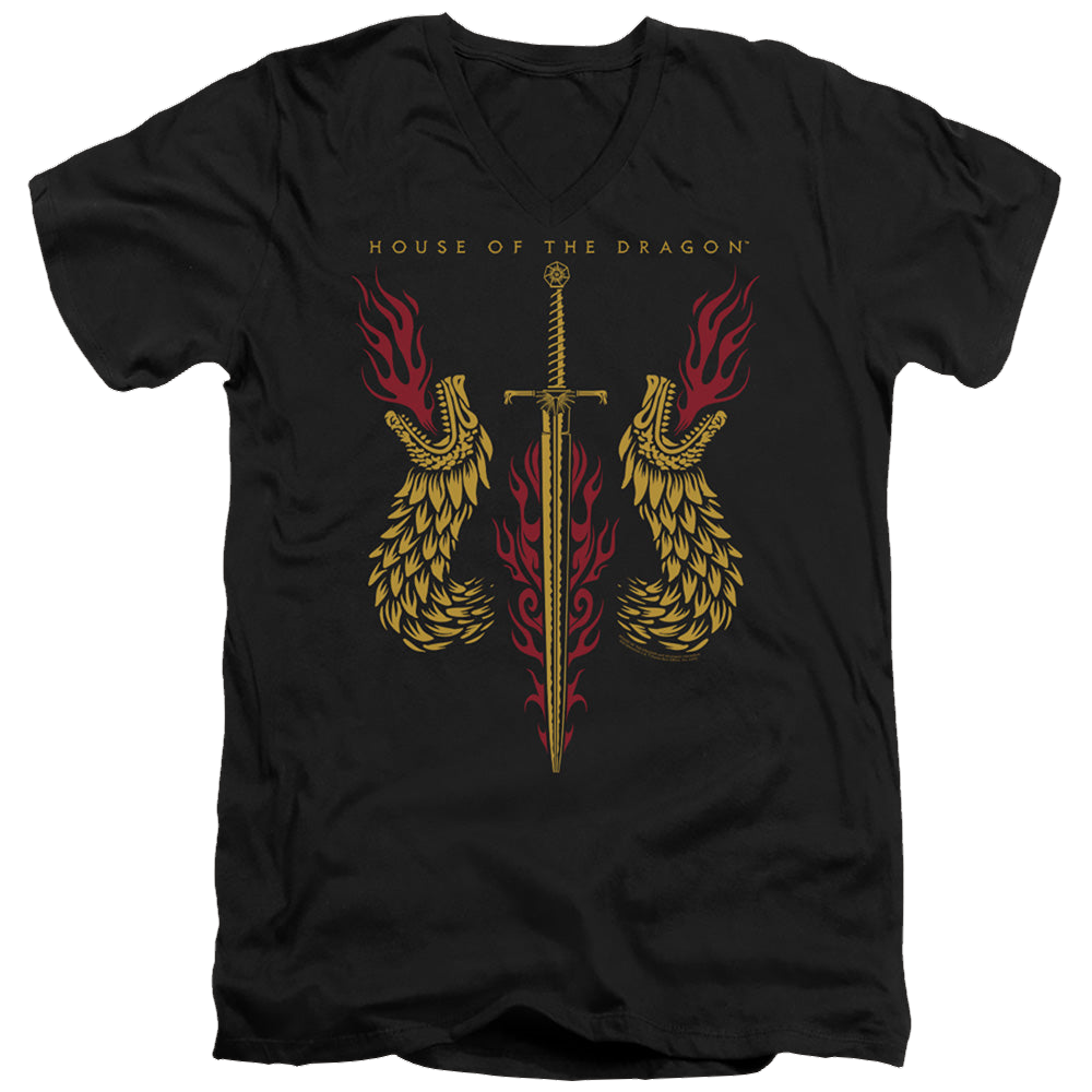 House of the Dragon Sword And Dragon Heads - Men's V-Neck T-Shirt Men's V-Neck T-Shirt House of the Dragon   