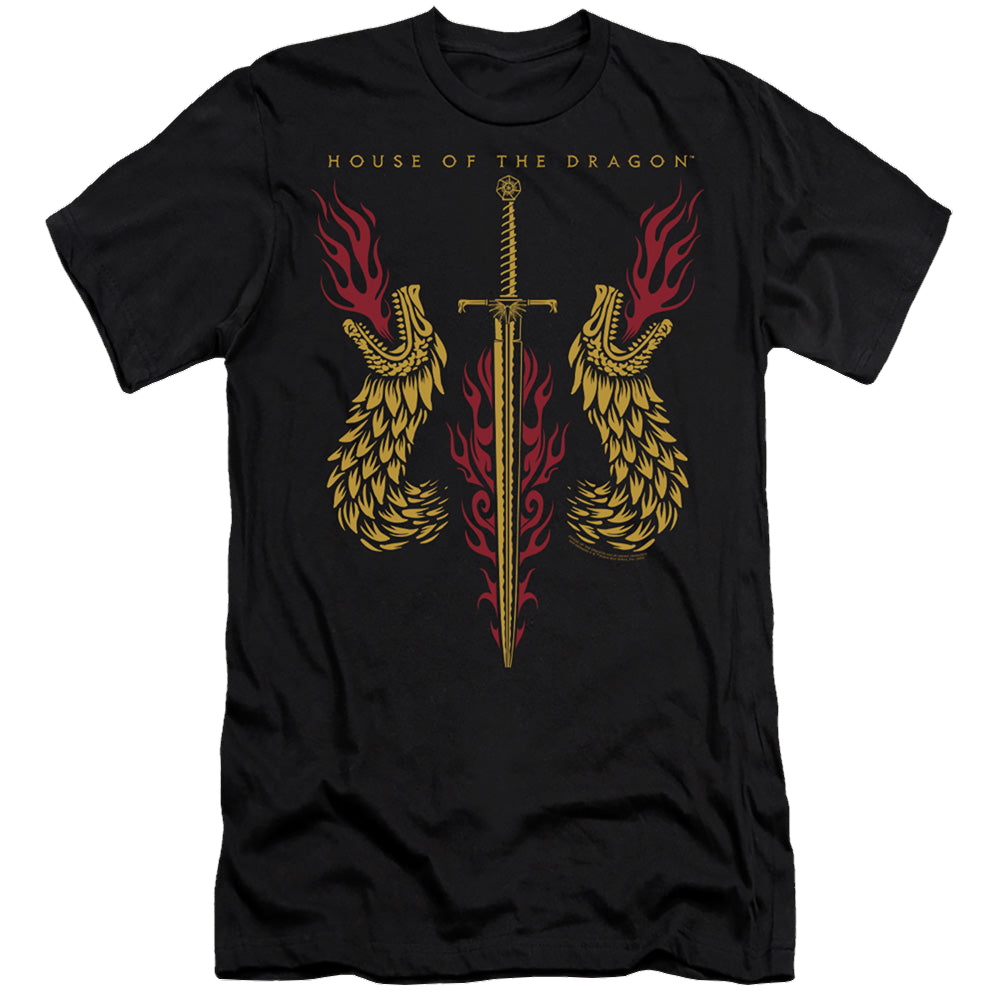 House of the Dragon Sword And Dragon Heads - Men's Premium Slim Fit T-Shirt Men's Premium Slim Fit T-Shirt House of the Dragon   