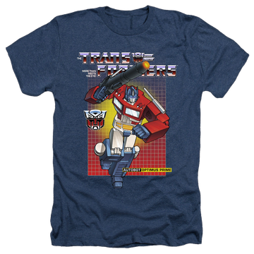 Navy men's heather t-shirt with Transformers Optimus Prime graphic