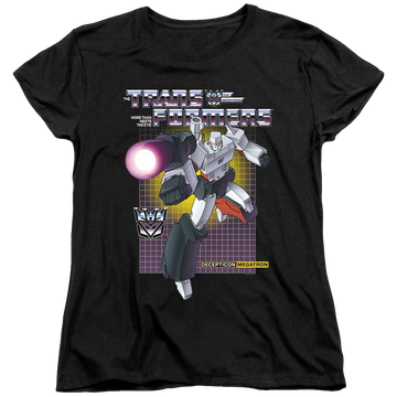 Black women's t-shirt with Transformers Megatron graphic