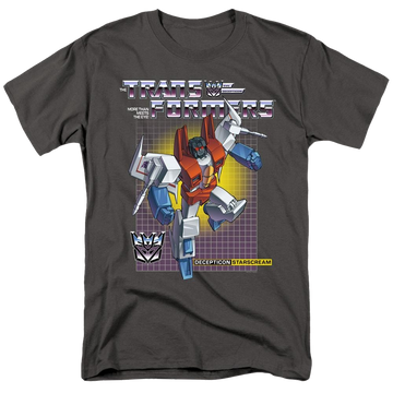 Charcoal men's regular fit t-shirt with Transformers Starscream graphic