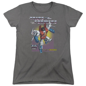 Charcoal women's t-shirt with Transformers Starscream graphic