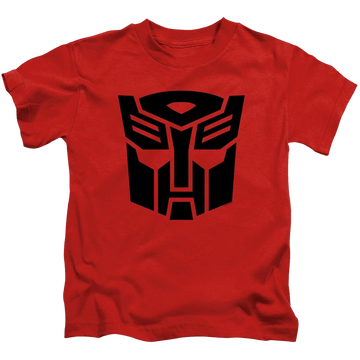 Red kid's t-shirt for ages 4 to 7 with Transformers Autobot graphic