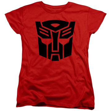 Red women's t-shirt with Transformers Autobot graphic