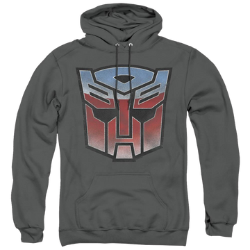 Charcoal pullover hoodie with Transformers Vintage Autobot Logo graphic