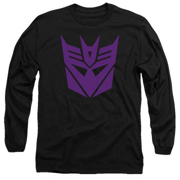Black men's long sleeve t-shirt with Transformers Decepticon graphic