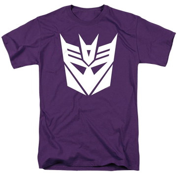 Purple men's regular fit t-shirt with Transformers Decepticon graphic
