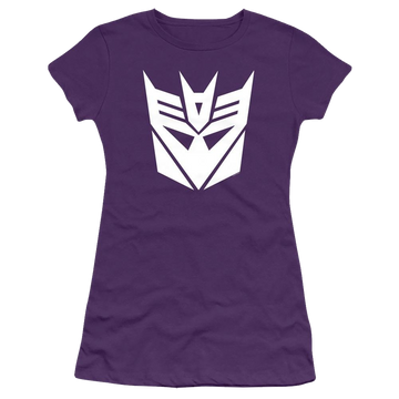 Purple juniors t-shirt with Transformers Decepticon graphic