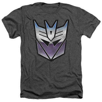 Charcoal men's heather t-shirt with Transformers Vintage Decepticon Logo graphic