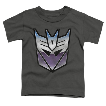 Charcoal toddler t-shirt with Transformers Vintage Decepticon Logo graphic
