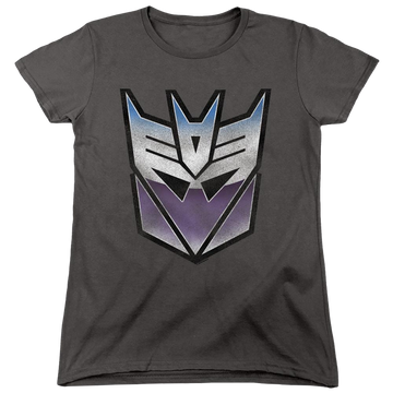 Charcoal women's t-shirt with Transformers Vintage Decepticon Logo graphic