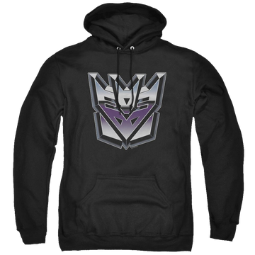 Black pullover hoodie with Transformers Decepticon Airbrush Logo graphic