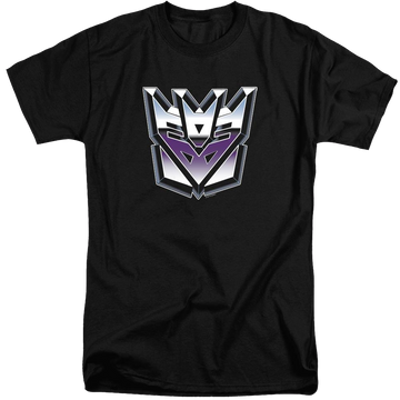 Black men's tall fit t-shirt with Transformers Decepticon Airbrush Logo graphic