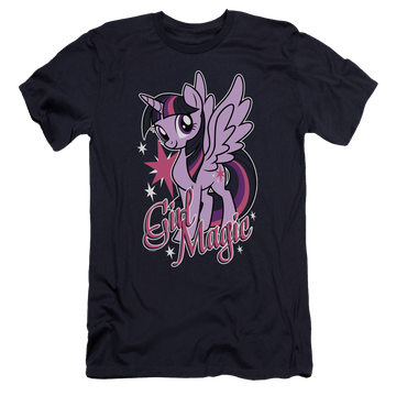 Navy men's premium slim fit t-shirt with My Little Pony Friendship Is Magic Girl Magic graphic