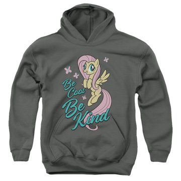 Charcoal youth hoodie for ages 8 to 12 with My Little Pony Friendship Is Magic Be Kind graphic