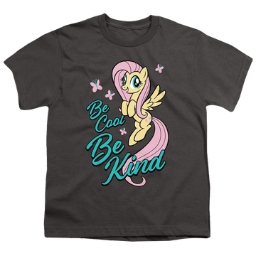 Charcoal youth t-shirt for ages 8 to 12 with My Little Pony Friendship Is Magic Be Kind graphic