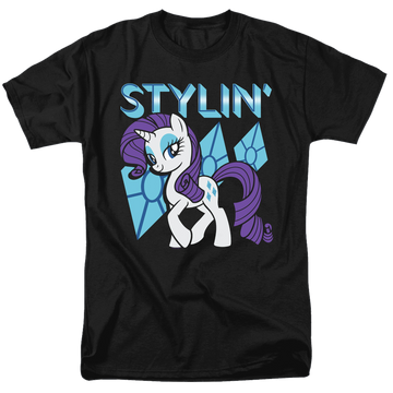 Black men's regular fit t-shirt with My Little Pony Friendship Is Magic Stylin graphic