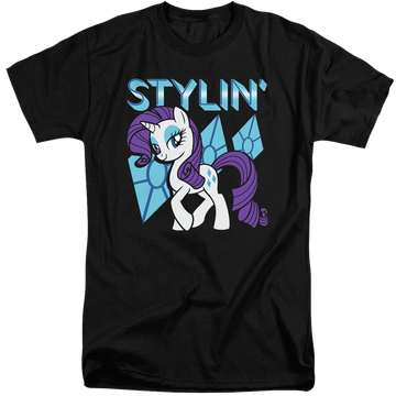 Black men's tall fit t-shirt with My Little Pony Friendship Is Magic Stylin graphic