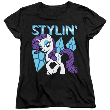 Black women's t-shirt with My Little Pony Friendship Is Magic Stylin graphic