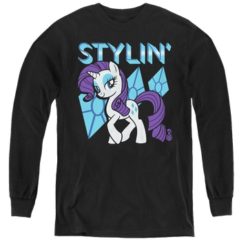 Black youth long sleeve t-shirt with My Little Pony Friendship Is Magic Stylin graphic