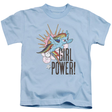Light blue kid's t-shirt for ages 4 to 7 with My Little Pony Friendship Is Magic Girl Power graphic