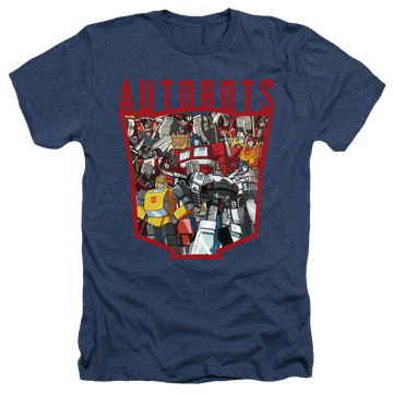 Navy men's heather t-shirt with Transformers Autobot Collage graphic