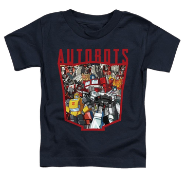 Navy toddler t-shirt with Transformers Autobot Collage graphic