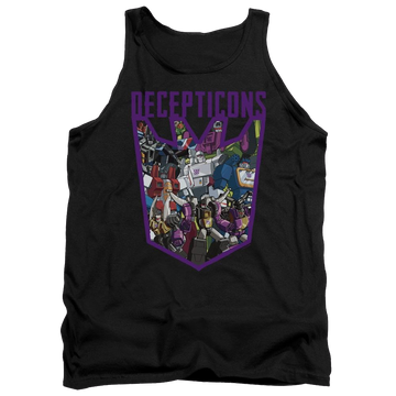 Black men's tank with Transformers Decepticon Collage graphic