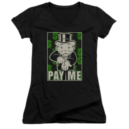 Monopoly Pay Me - Juniors V-Neck T-Shirt Juniors V-Neck T-Shirt Monopoly   