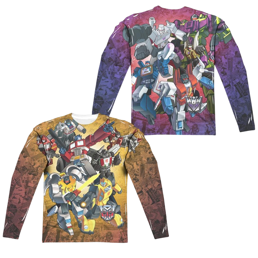 Transformers Autobots V Decepticons (Front/Back Print) - Men's All-Over Print Long Sleeve Men's All-Over Print Long Sleeve Transformers   