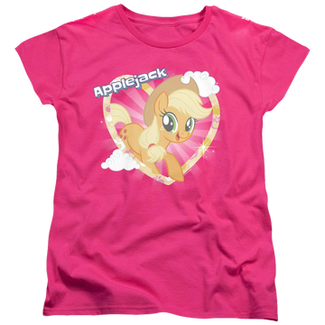 Hot pink women's t-shirt with My Little Pony Friendship Is Magic Applejack graphic