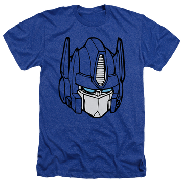 Royal men's heather t-shirt with Transformers Optimus Head graphic
