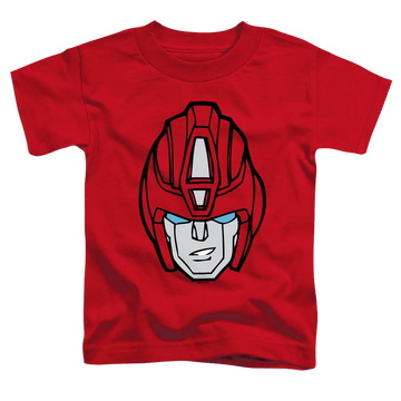 Red toddler t-shirt with Transformers Hot Rod Head graphic