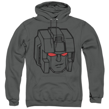 Charcoal pullover hoodie with Transformers Starscream Head graphic
