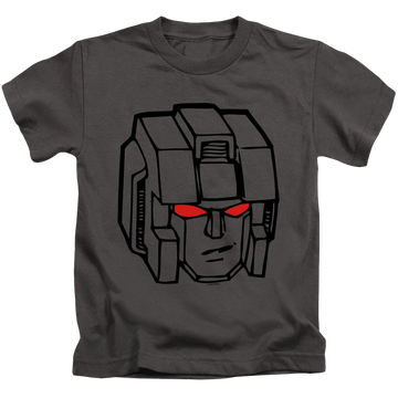 Charcoal kid's t-shirt for ages 4 to 7 with Transformers Starscream Head graphic