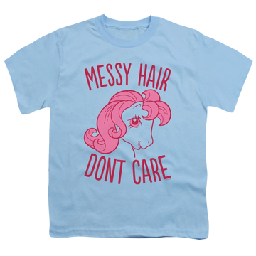 Light blue youth t-shirt for ages 8 to 12 with My Little Pony Classic Messy Hair graphic