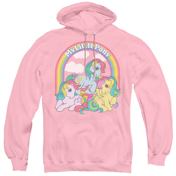 Pink pullover hoodie with My Little Pony Classic Under The Rainbow graphic