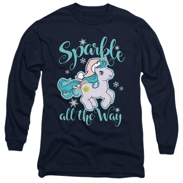 Navy men's long sleeve t-shirt with My Little Pony Classic Sparkle All The Way graphic