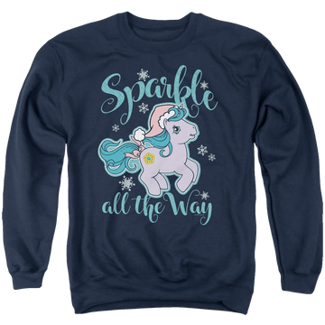 Navy men's crewneck sweatshirt with My Little Pony Classic Sparkle All The Way graphic