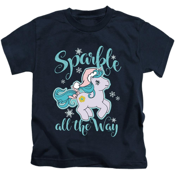 Navy kid's t-shirt for ages 4 to 7 with My Little Pony Classic Sparkle All The Way graphic