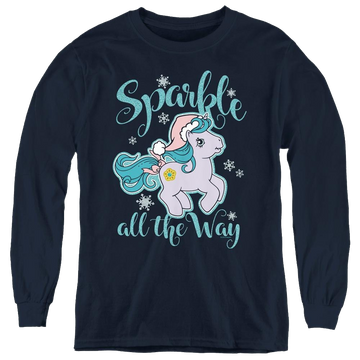 Navy youth long sleeve t-shirt with My Little Pony Classic Sparkle All The Way graphic