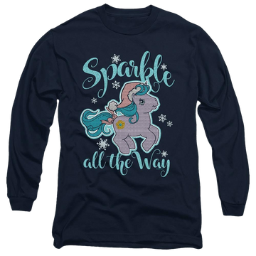 Navy men's long sleeve t-shirt with My Little Pony Classic Sparkle All The Way 2 graphic